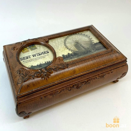 Музыкальная шкатулка с фоторамкой для украшений «Jewelry Box» (коричневая)