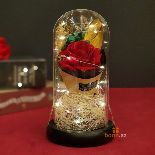 Роза в стеклянной колбе (букет) большой