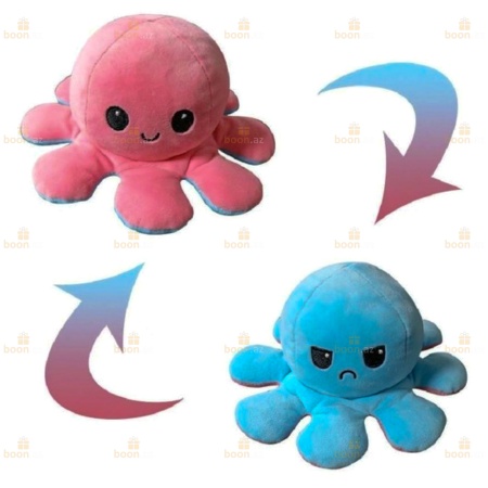 Мягкая игрушка  «Осьминог-перевёртыш» (двухсторонний осьминог) сине-розовый