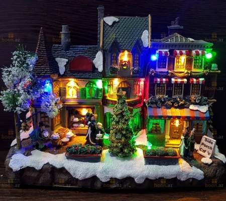 Новогодняя композиция "Рождественская улица" с LED подсветкой. 