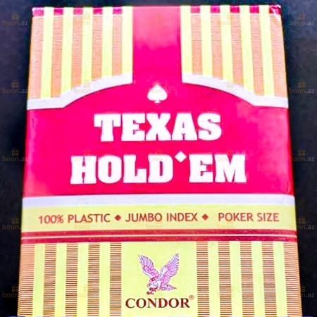 Игральные покерные карты  «Texas Hold'em» (пластиковые) крас