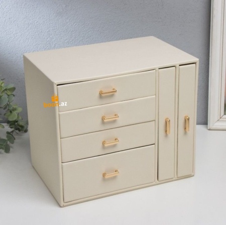 Шкатулка для украшений "Комод с золотистыми ручками"beige