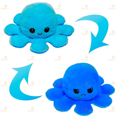 Мягкая игрушка  «Осьминог-перевёртыш» (двухсторонний осьминог)син-голуб