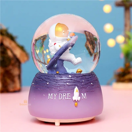 Музыкальный снежный шар  «My Dream» (LED подсветка) pink
