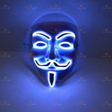 Маска Гая Фокса «V for Vendetta» (LED подсветка) син