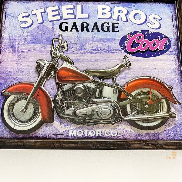 3D Металлическая картина "Steel Bros Garage"