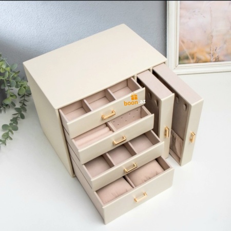 Шкатулка для украшений "Комод с золотистыми ручками"beige