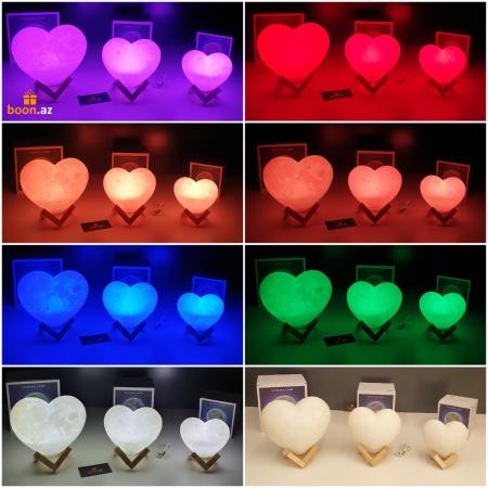 3D Ночник "Сердце" 7 цветов с регулятором яркости 17 см