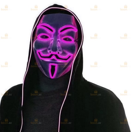 Маска Гая Фокса «V for Vendetta» (LED подсветка) фиол