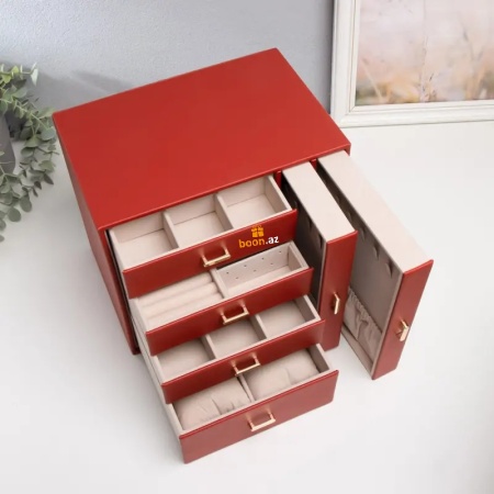 Шкатулка для украшений "Комод с золотистыми ручками"red