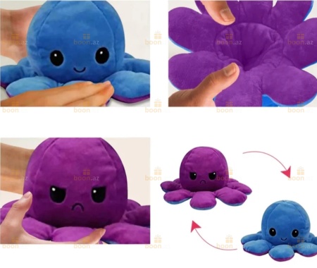 Мягкая игрушка  «Осьминог-перевёртыш» (двухсторонний осьминог) фиол-синий