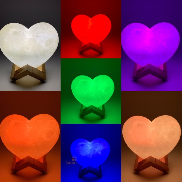 3D Ночник "Сердце" 7 цветов 14 см