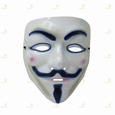 Маска Гая Фокса «V for Vendetta» (LED подсветка) син