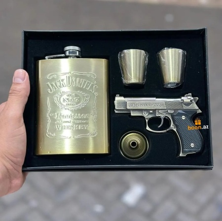 Набор фляги с двумя рюмками и зажигалкой Jack Daniels 