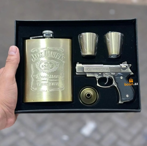 Набор фляги с двумя рюмками и зажигалкой Jack Daniels 