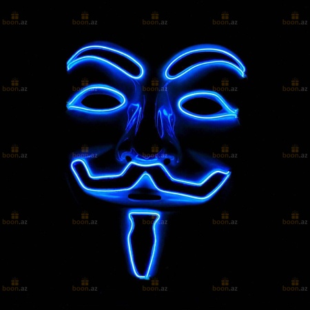 Маска Гая Фокса «V for Vendetta» (LED подсветка) син