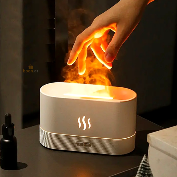 Увлажнитель воздуха "Камин" с эффектом пламени (арома диффузор) white