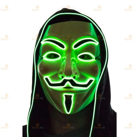 Маска Гая Фокса «V for Vendetta» (LED подсветка) зел