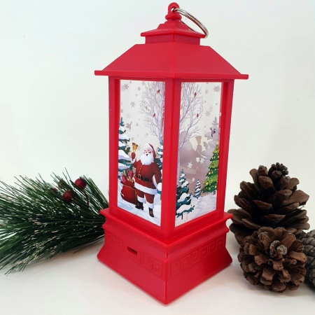 Рождественский фонарь с подвеской 19см (дед мороз 2)