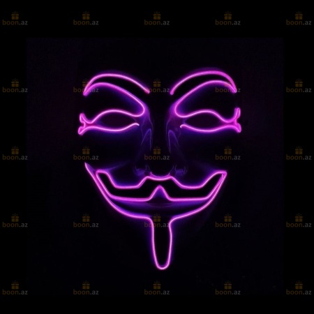 Маска Гая Фокса «V for Vendetta» (LED подсветка) фиол