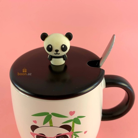 Кружка "Панда" с ложкой pink