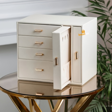 Шкатулка для украшений "Комод с золотистыми ручками"beige