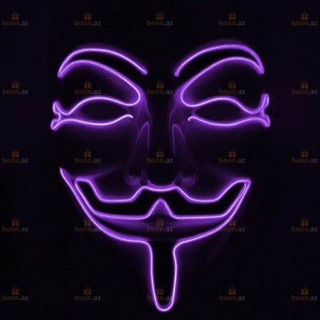 Маска Гая Фокса «V for Vendetta» (LED подсветка) фиол