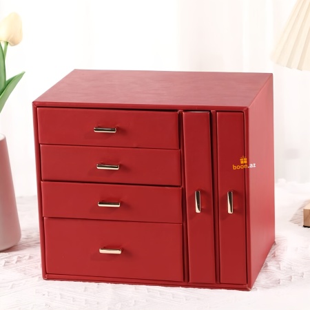 Шкатулка для украшений "Комод с золотистыми ручками"red