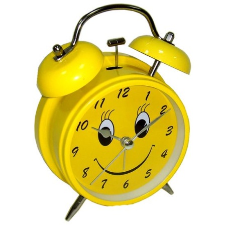 Часы «Будильник желтый веселый смайл»