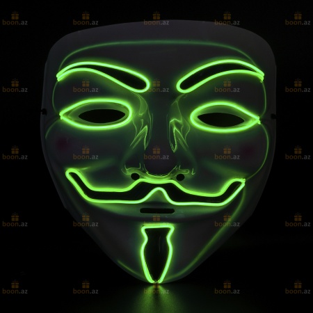 Маска Гая Фокса «V for Vendetta» (LED подсветка) зел