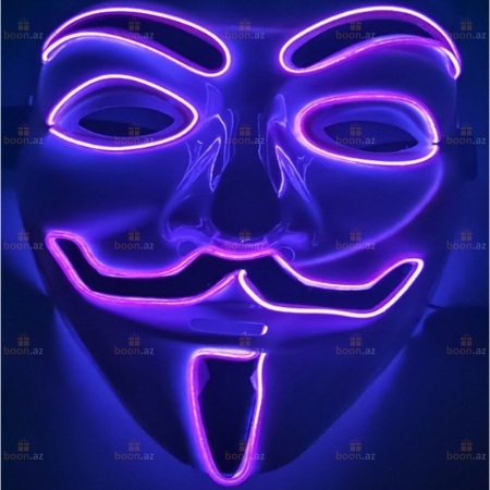 Маска Гая Фокса «V for Vendetta» (LED подсветка) фиол