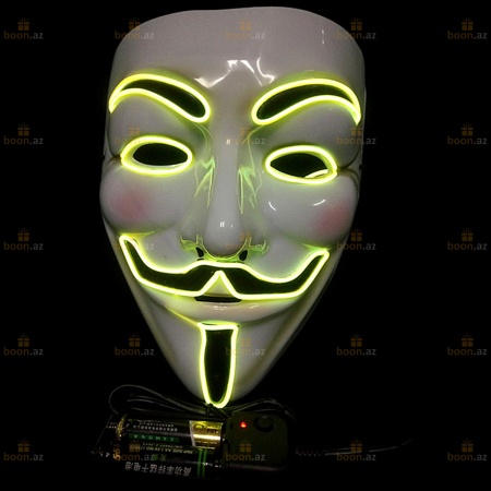 Маска Гая Фокса «V for Vendetta» (LED подсветка) жел