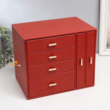 Шкатулка для украшений "Комод с золотистыми ручками"red