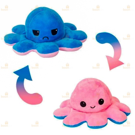 Мягкая игрушка  «Осьминог-перевёртыш» (двухсторонний осьминог) сине-розовый