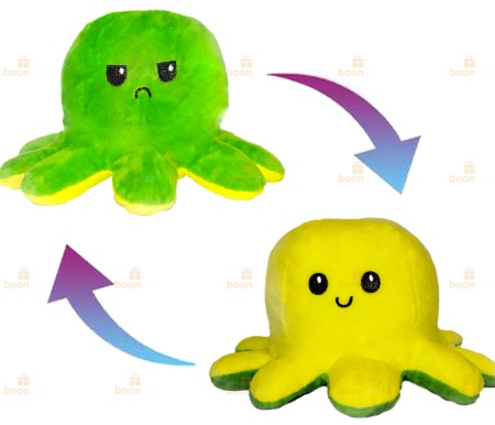 Мягкая игрушка  «Осьминог-перевёртыш» (двухсторонний осьминог) зел-жолт
