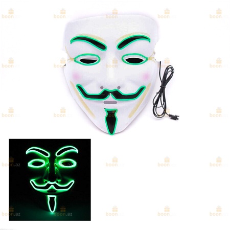 Маска Гая Фокса «V for Vendetta» (LED подсветка) зел